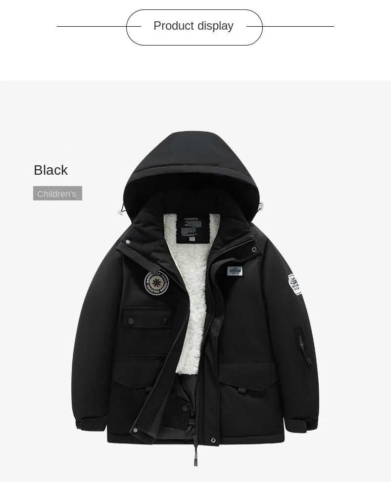 Winter children's skiing suit for boys and girls, windproof and waterproof thick coat for warmth and snow playing equipment