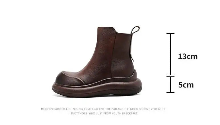 GKTINOO Genuine Leather Short Boots Women Shoes 2025 New Autumn Winter Round Toe Thick Soled Zip Handmade Platform Women Boots