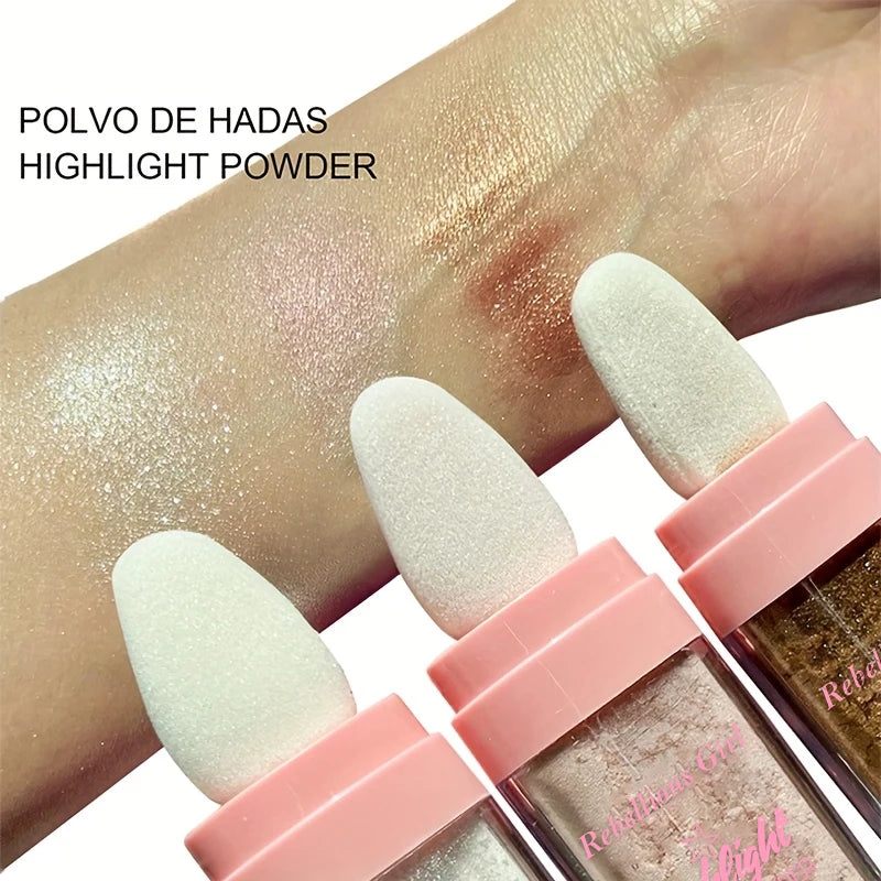 3 Colors Glitter Fairy Highlight Pat Powder Bride Wedding Highlight Powder Body Glitter Powder Shiny Powder Multifunction Makeup