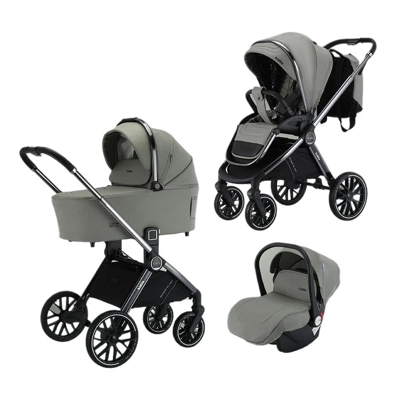 High-view 3-in-1 Baby Stroller Reversible Baby Stroller with Carrier Newborn Baby Stroller Shock Absorption Foldable