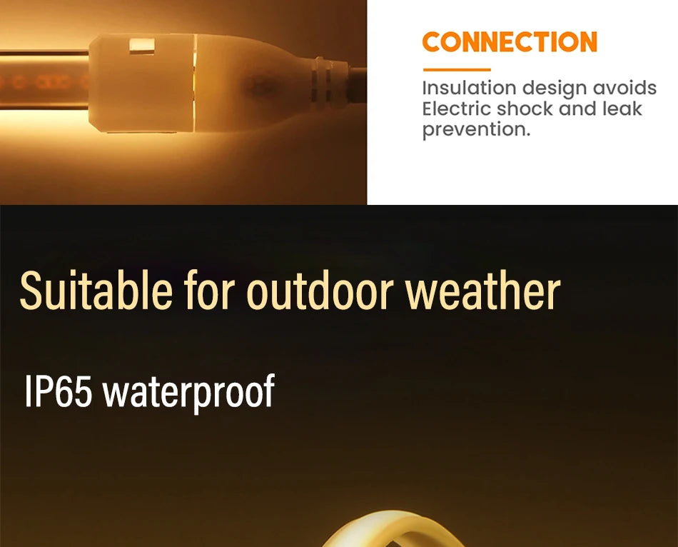 COB LED Strip 360leds/M High Bright EU Plug 220V CRI RA90 Waterproof Outdoor Garden FOB LED Tape For Bedroom Kitchen Lighting
