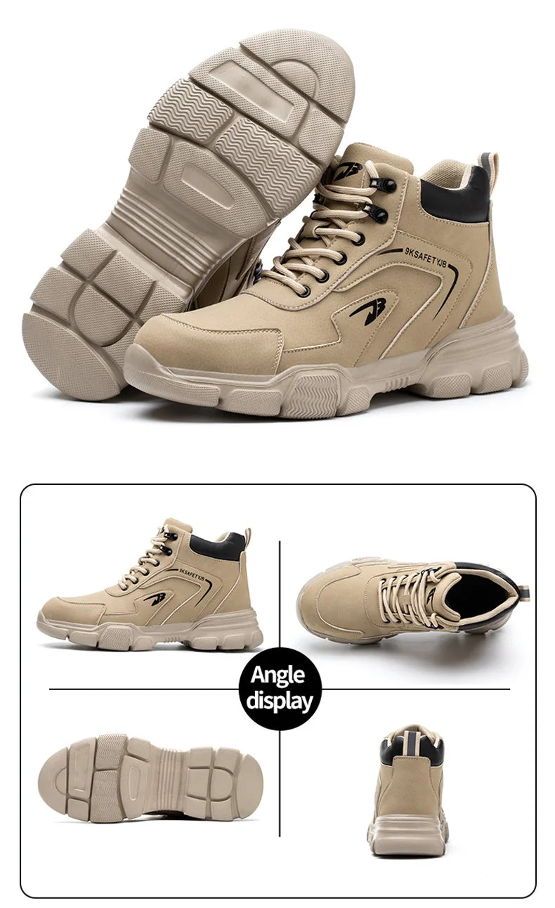Winter Plush Work Boots For Men Ankle Anti-smash Anti-puncture Safety Shoes Steel Toe Protective Male Footwear Indestructible