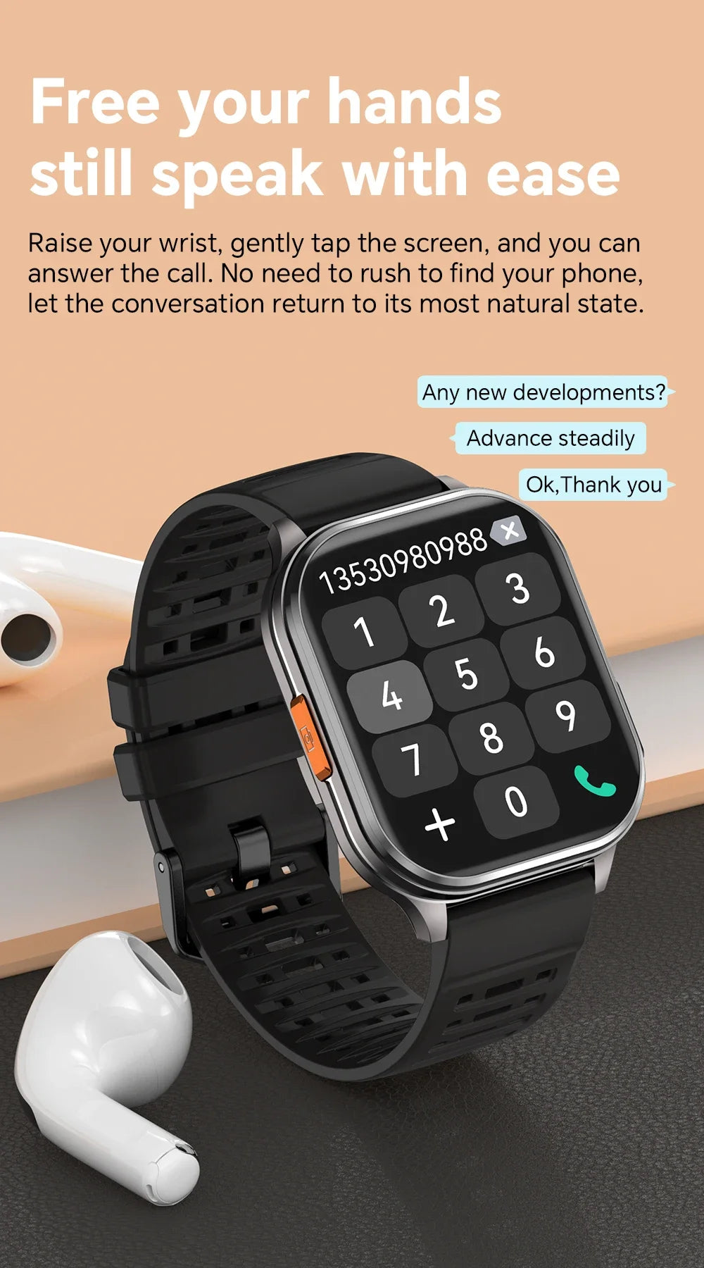 New Smart Watch 2.01" 30W Camera LED Torch 256MB Memory 670mAh Waterproof Health Monitoring 100+ Sports Mode BT Call Smart Watch