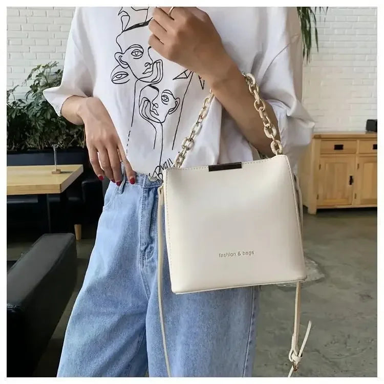Women's Leather Fashion Senior Small Fresh Chain Bucket Bag Shoulder Crossbody Handbag Tote Bags for Women Bolsos Para Mujer