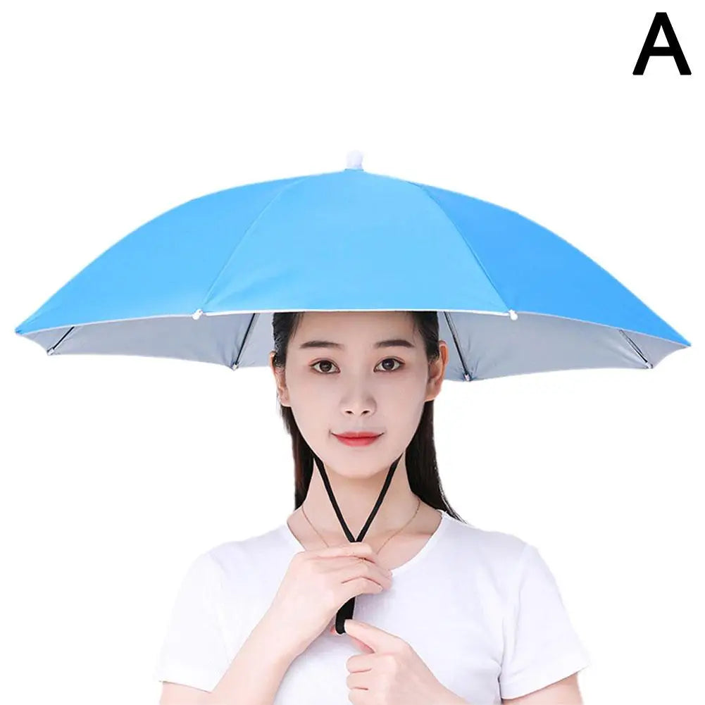 Summer Rain Umbrella Hat Foldable Sun Shade Waterproof Fishing Headwear Cap Beach Head Hats UV Protection Sunscreen