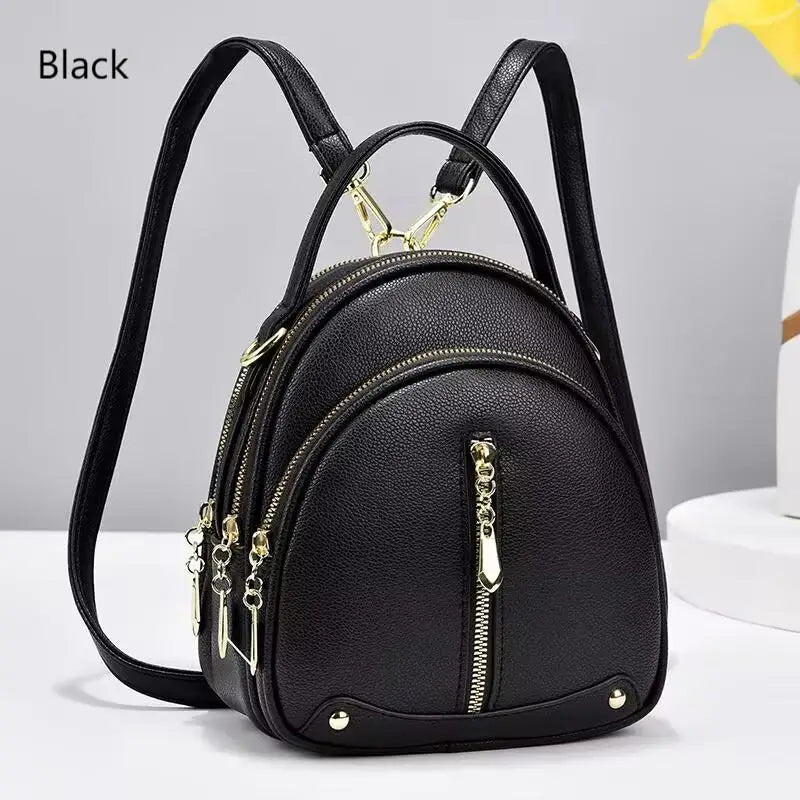 Women's Small Backpack, Light and Multifunctional, High Quality PU Handbag, One Shoulder Sling Student Handbag, Four Seasons