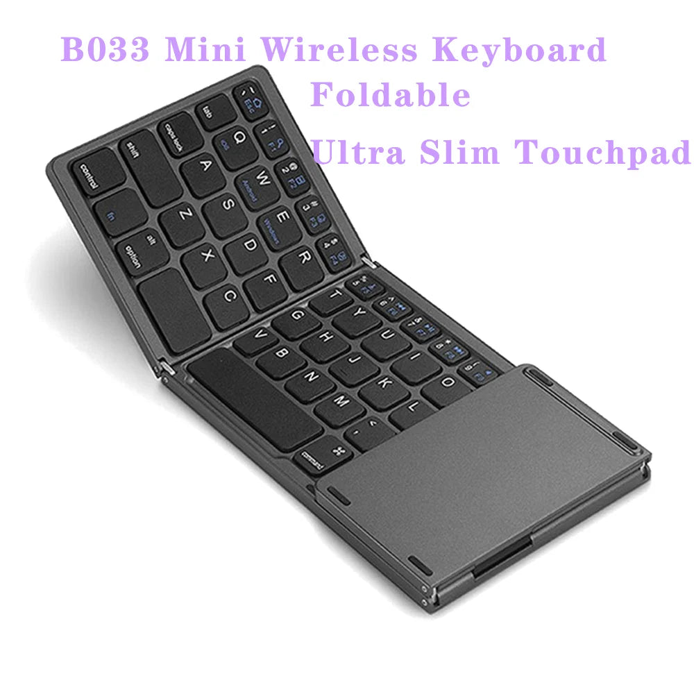 Mini Folding Keyboard Bluetooth Wireless Portable Universal Foldable Keyboard with Touchpad for Windows Android IOS Tablet iPad