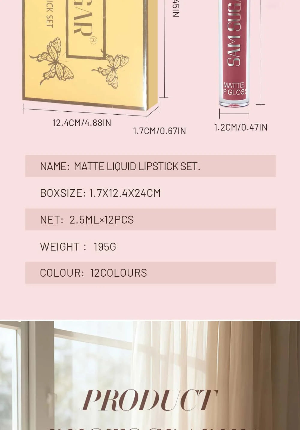 Velvet Matte Lip Kit, Waterproof, Smudge-Proof, Smooth Application, Long-Lasting Makeup Effect