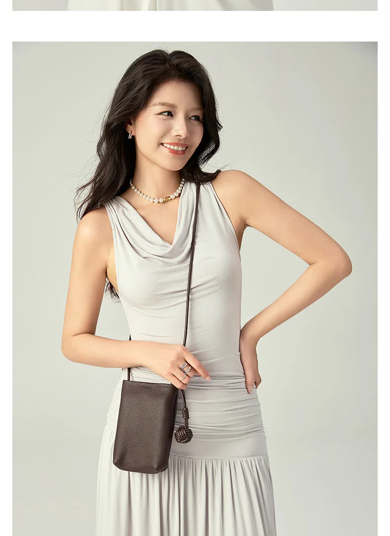 YANATARI mini Small Genuine Leather vintage Bag Crossbody Bag Luxury Hit Product Mobile Phone Shoulder Bag Women Mobile Bag