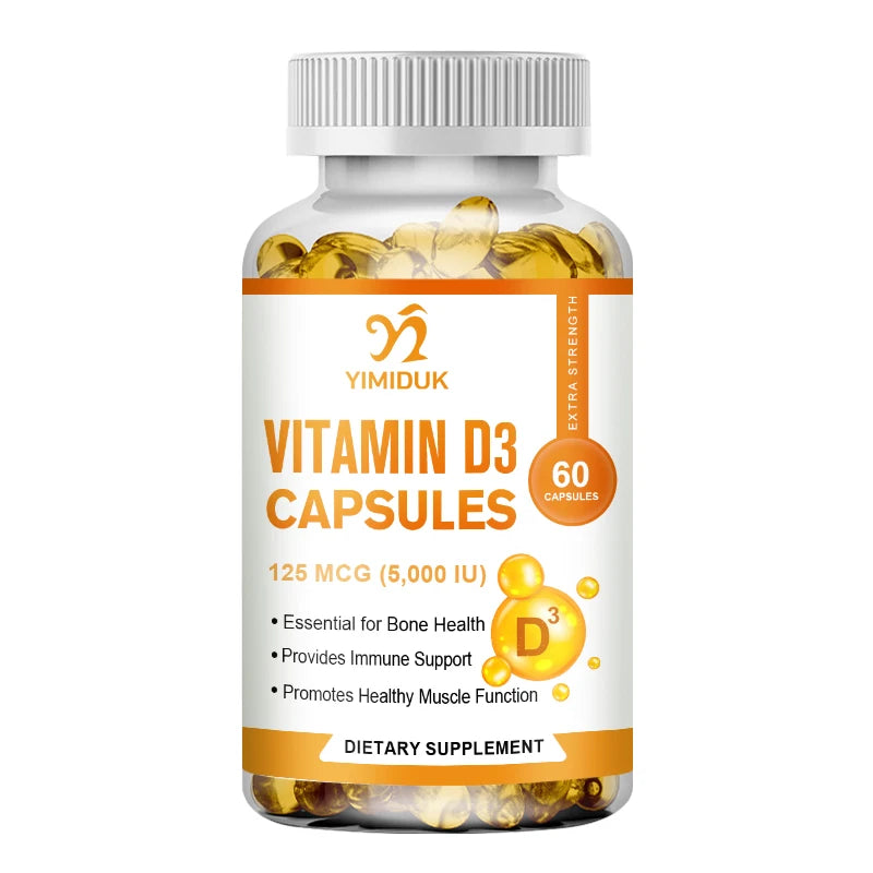 Vitamin D3 5000 IU 125 Mcg Vitamin D3 Capsules Healthy Muscle Function Helps Support Immune Health Strong Bones and Teeth