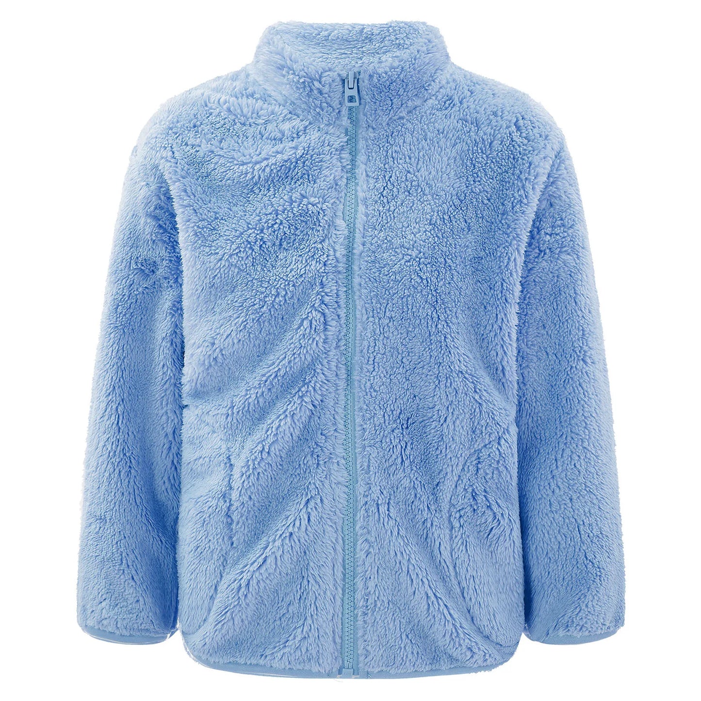 Girls Boys Warm Fleece Jacket Coat Full-Zip Turtleneck Tops with Pocket Fall Winter Outerwear for 2 Years-12 Years