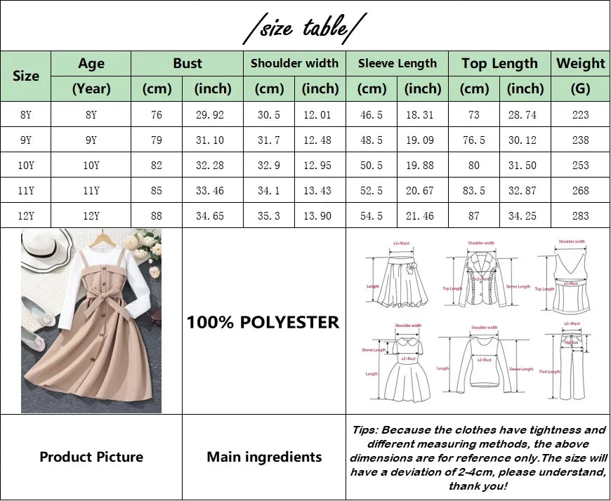 New Dress for Teens Girls 8-12Yrs Autumn Winter Belt Button Khaki Children Dress Soft Sweet Warm Vintage Teens Girls Clothing