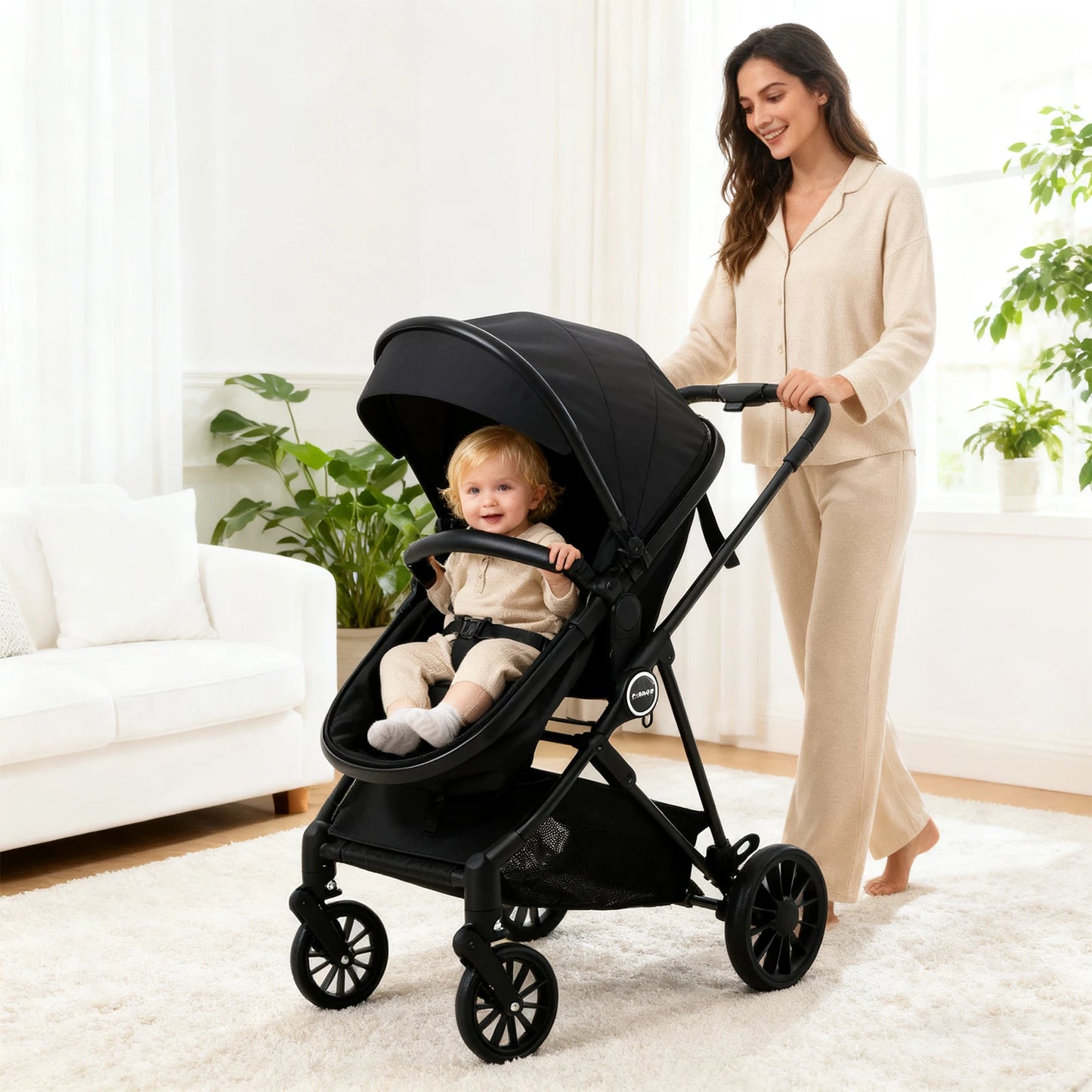 Foldable newborn stroller, Baby Stroller 2-in-1, outdoor camping vehicle, can be pushed in both directions, Christmas gifts