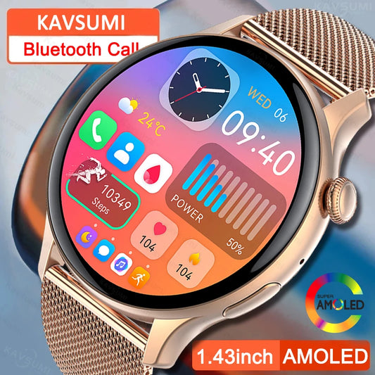 Smartwatch Women 466*466 AMOLED 1.43 Hd Color Screen Always Display Time Bluetooth Call Sports Smart Watch For Android ios phone