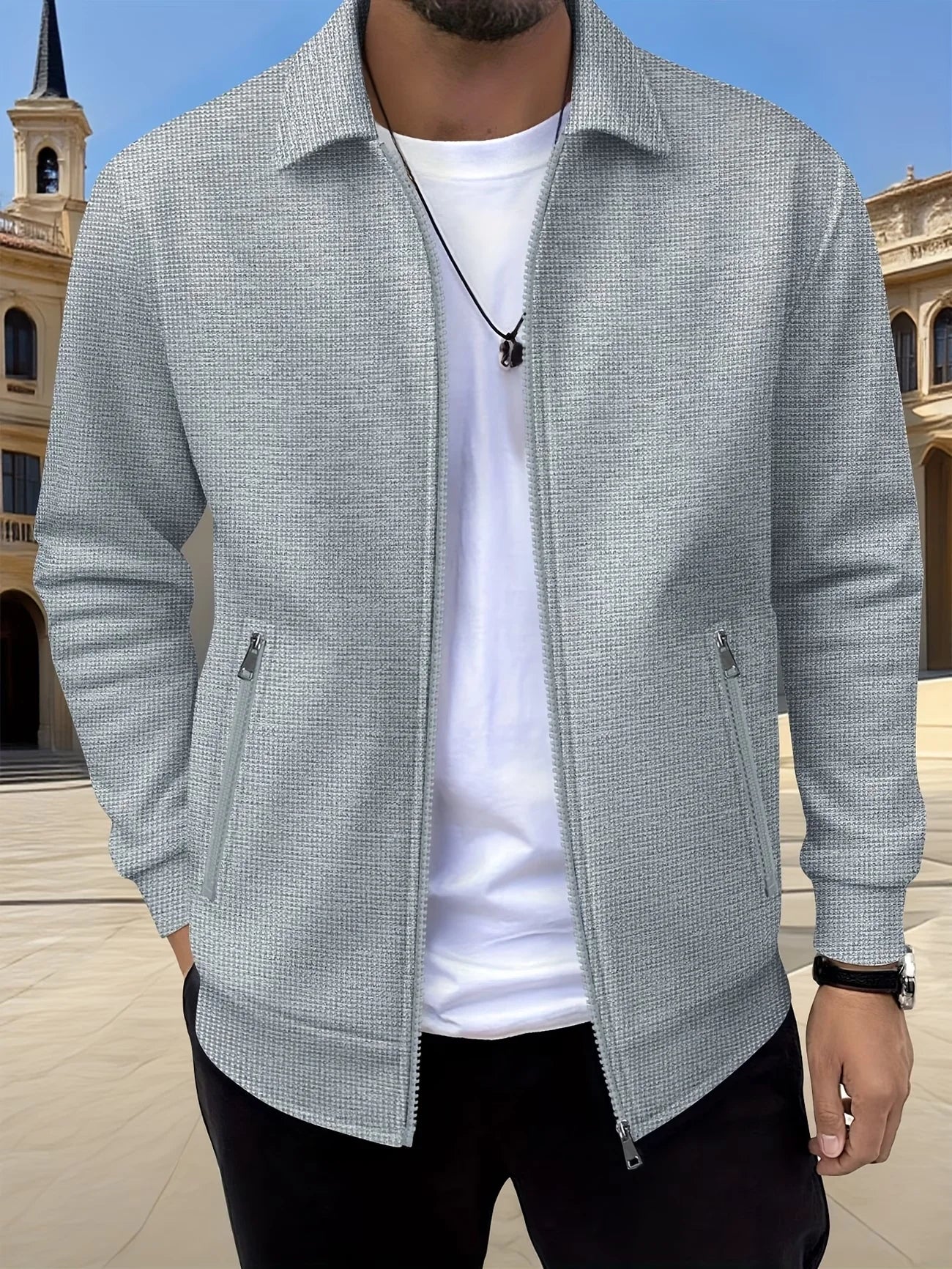 New stylish printed jackets for men, made of comfortable waffle fabric, ideal for daily leisure and work wear