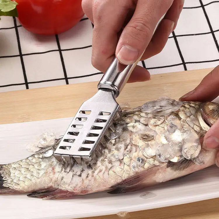 Stainless Steel Fish Scaler Remover Tool, Anti Splash Fish Scale Scraper with Non Slip Handle, Easy Cleaning Kitchen Gadget.