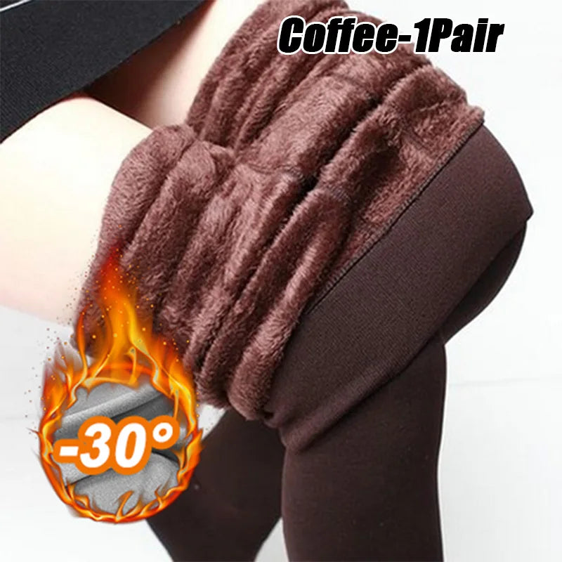 Women Winter Leggings Warm Leggins High Waist Solid Color Velvet Women Thickened Velvet Leggings Stretchy Black Leggings