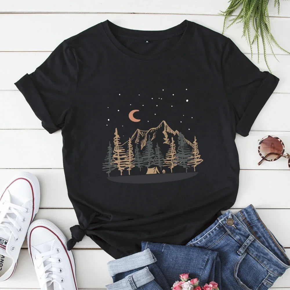 Oversized Women Tops 2024 Summer Woman Clothes Cotton T-shirt Female Short Sleeve Tees Women's Tshirt Graphic T Shirts