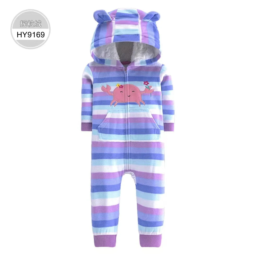 Baby Clothes Warm Toddler Bebe Jumpsuit Spring Outfits Bebe Rompers Hooded Double Zipper Boys Coveral Girls Clothing Fleece Suit