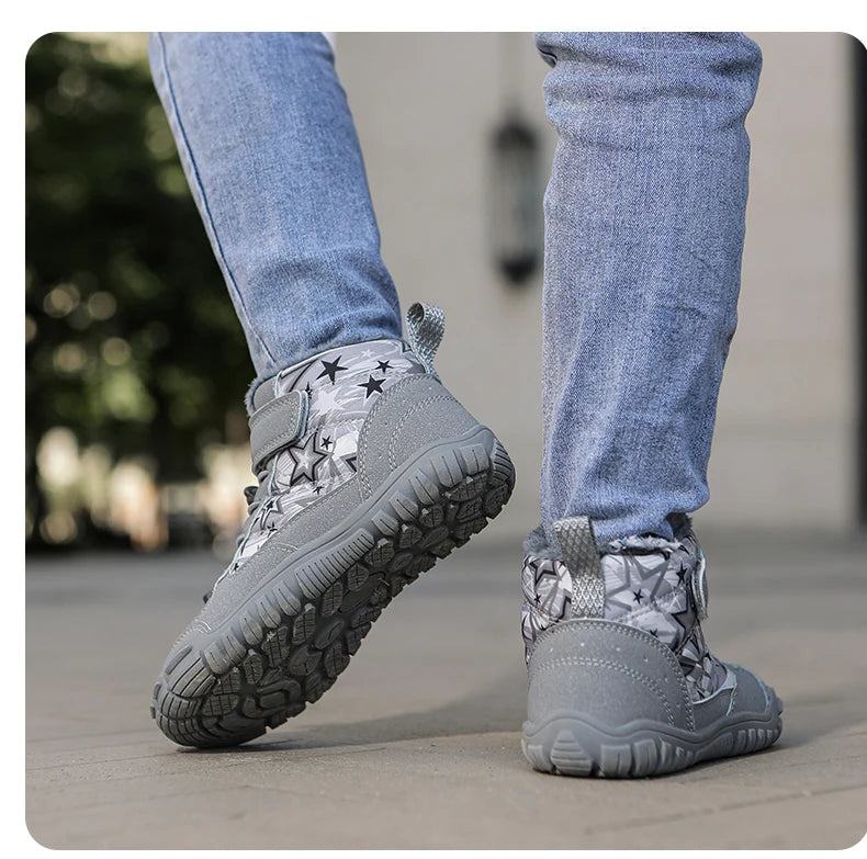 New Parent-child Winter Boots Men and Women Snow BareFoot Outdoor Non-slip Warm Fur Casual Boys/girls Sneakers Kid's Ankle Boots