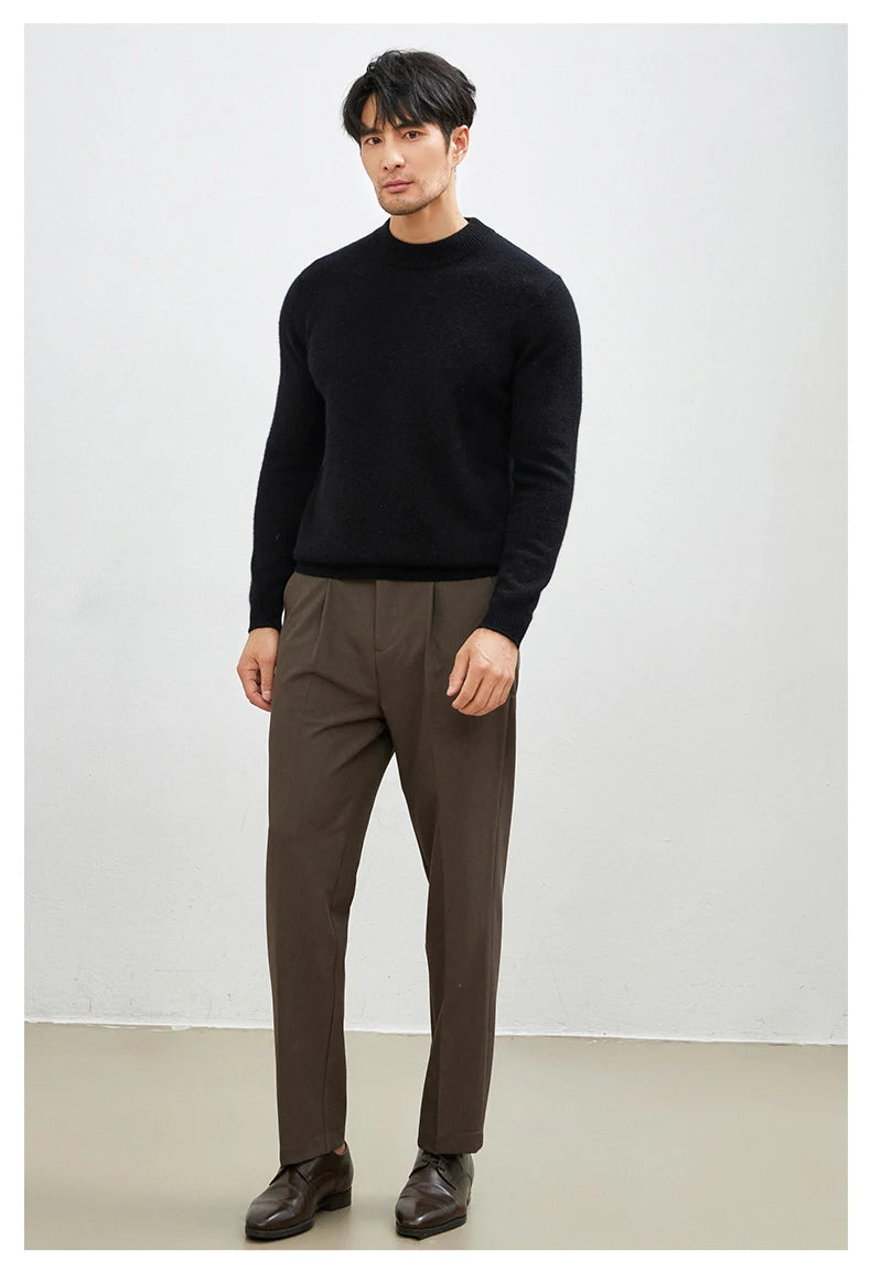 100% Pure Cashmere Men's Sweater Half High Neck Pullover Youth Business Casual Long Sleeve Jumper Spring/Autumn High-End Jacket