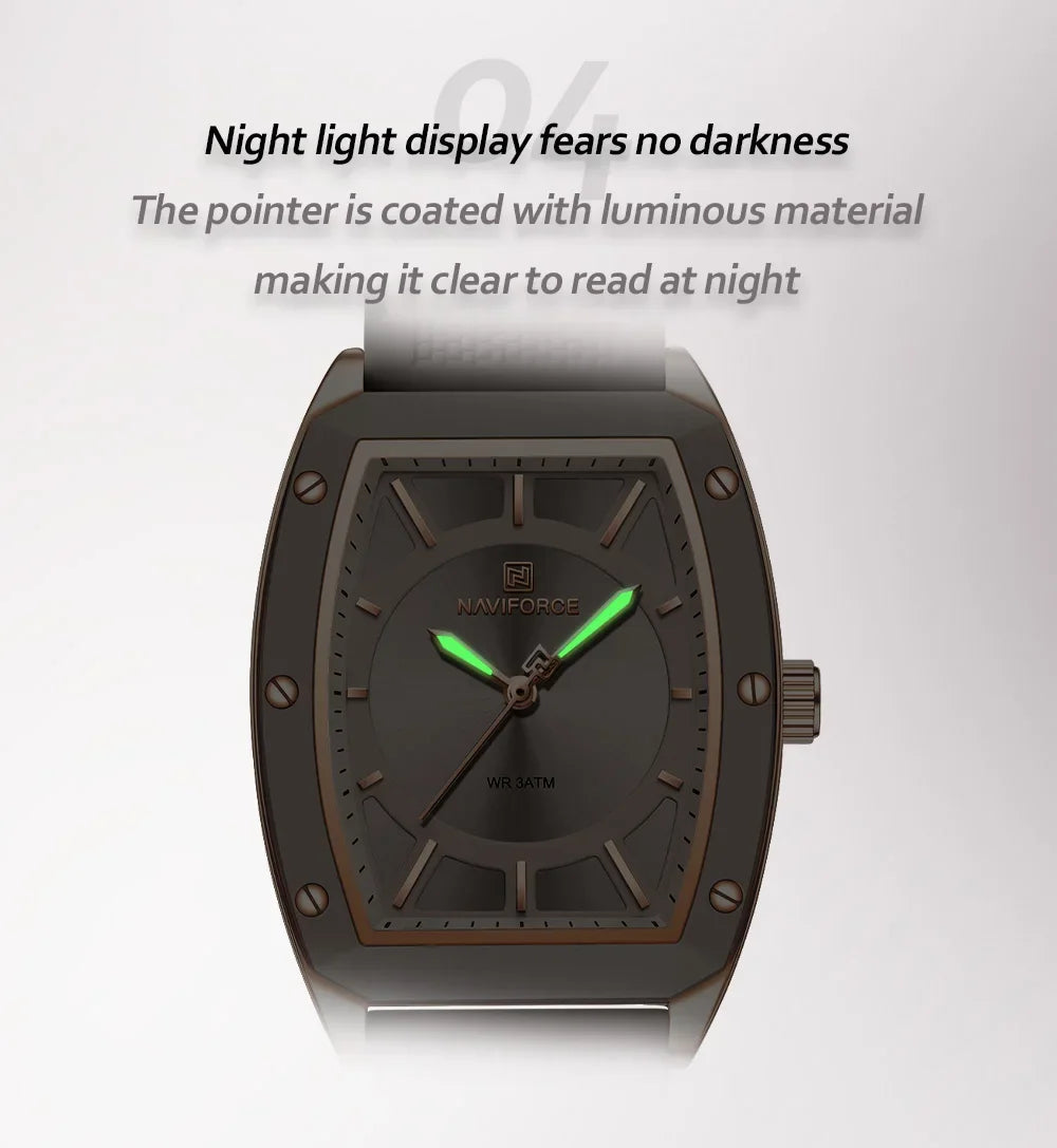 NAVIFORCE NF5049 Women Quartz Watches Silicone Strap Student Sports Watch Big Dial Simple Tonneau Waterproof Wristwatches