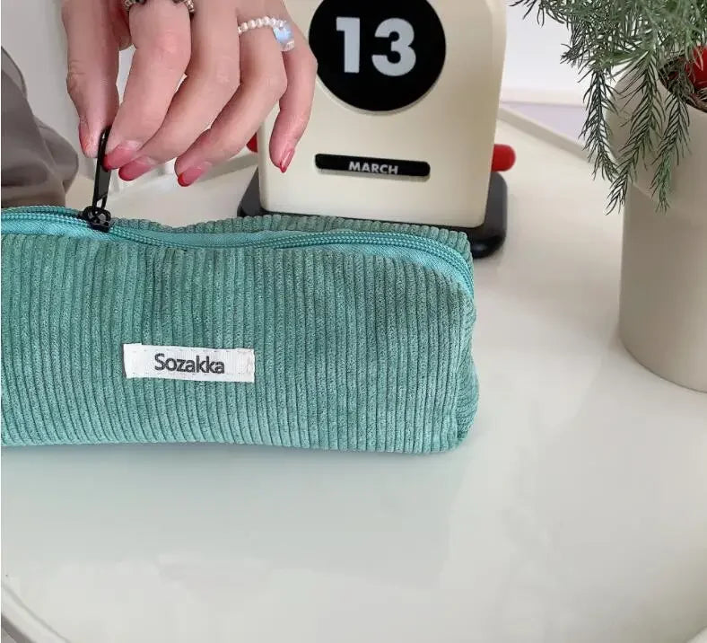 Soft Large Cosmetic Bags Women Neceser Makeup Toiletry Bag Fashion Travel Make Up Bag Corduroy Brush Pencil Organizer Case