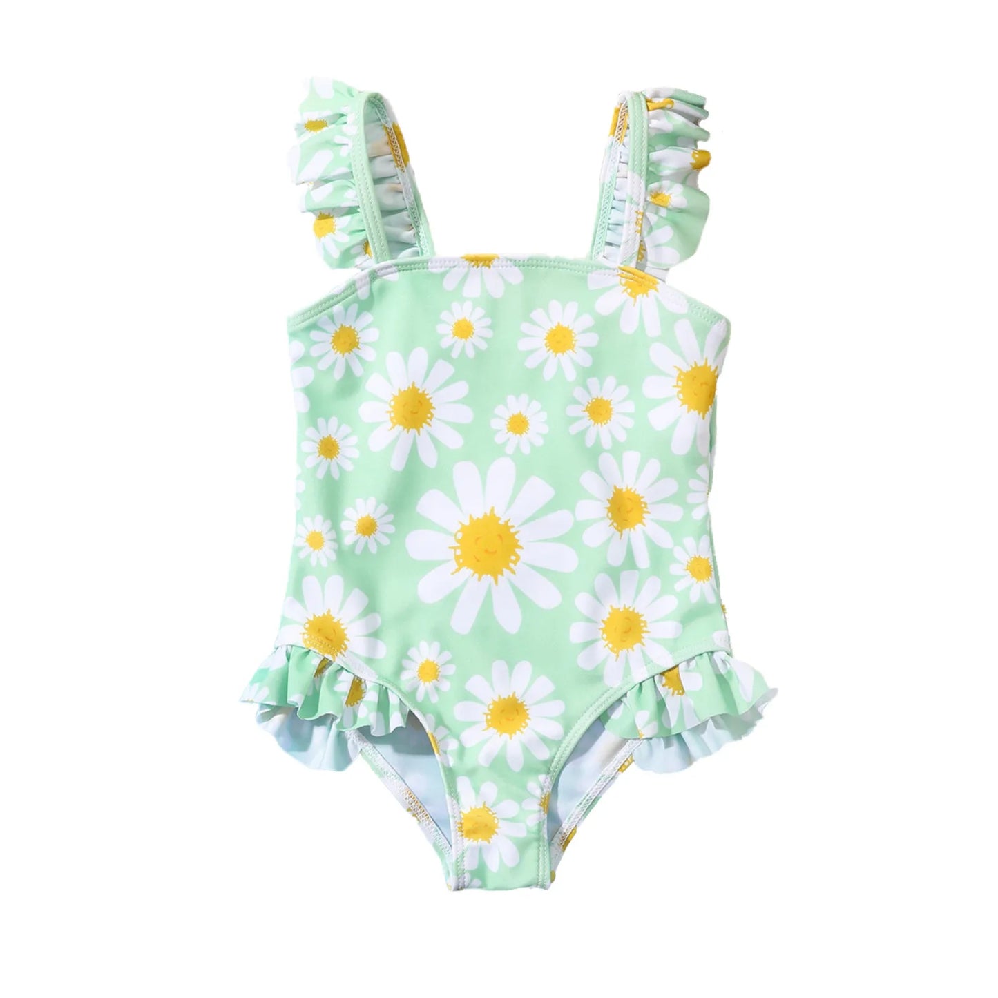 2024 Summer New Toddler Newborn Baby Girls Sunflower Printing One Piece Swimsuit Swimwear Bikini Beachwear Bathing Suit 1-5T