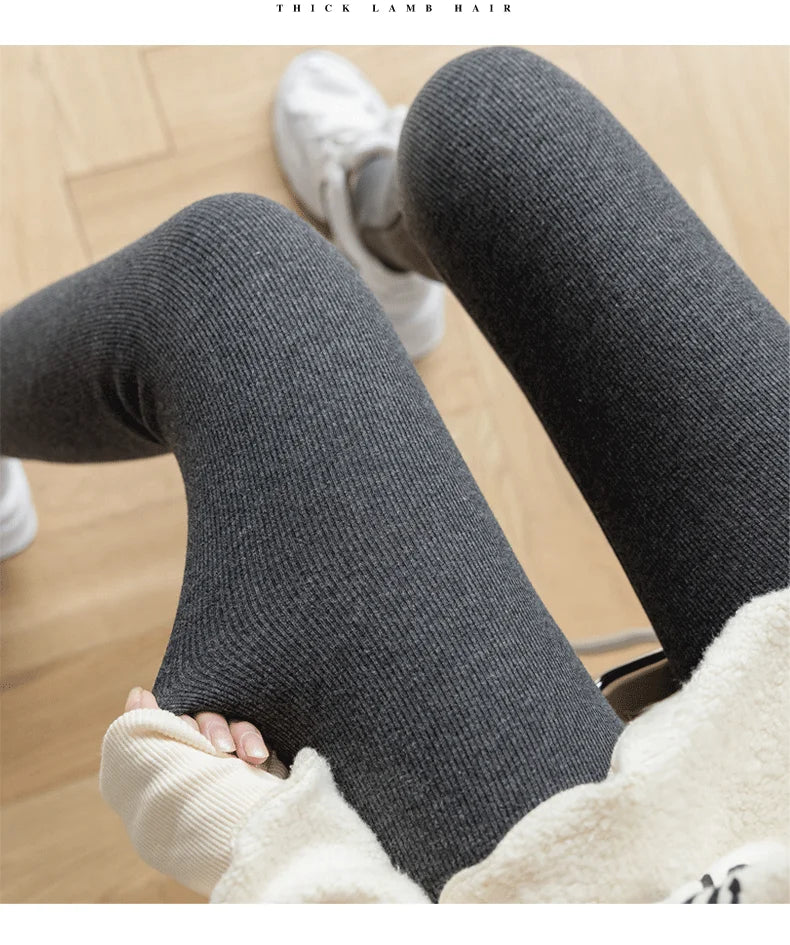 Winter Leggings For Women Thermal Underwear Solid Color Velvet Thicken Warm Pants High Waist Leggings Stretchy Leggings Trousers