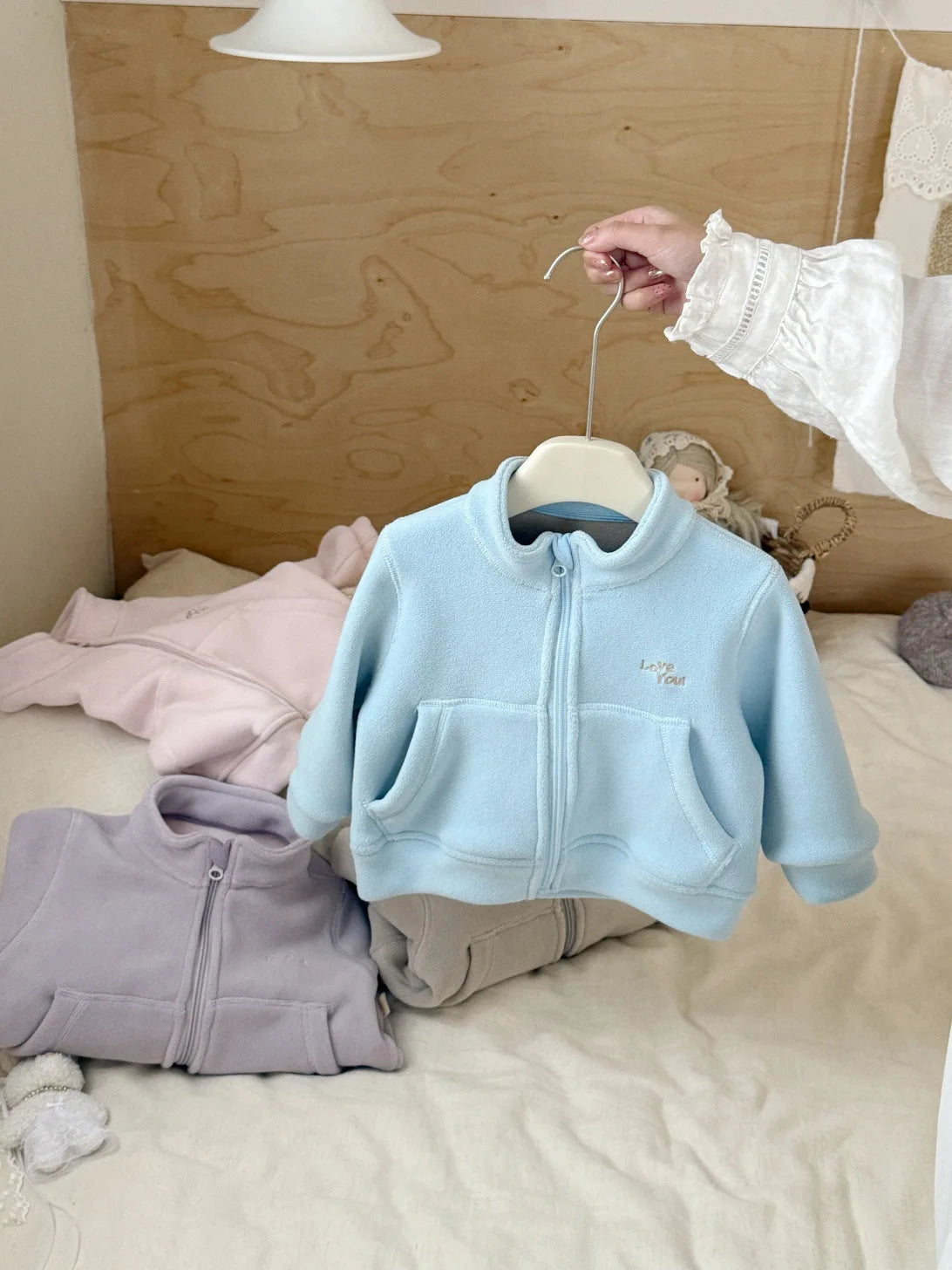 2025 Winter New Children Fleece Coat For Boys Girls Long Sleeve Warm Jacket Baby Letter Embroidery Windproof Tops Kids Clothes