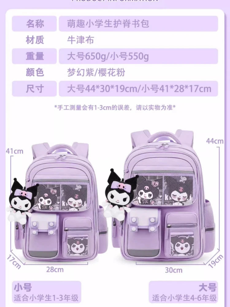 Mochila de Hello Kitty, bolso escolar para niños de dibujos animados bonitos, mochila escolar pequeña para niña de secundaria, mochila escolar reductora de carga de gran capacidad