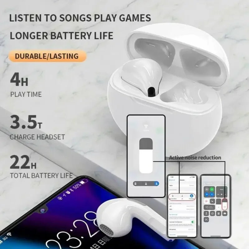 Original Lenovo Air Pro 6 TWS Wireless Bluetooth Earphones Pods Earbuds Sport Headset For Xiaomi Android Apple IPhone Headphones