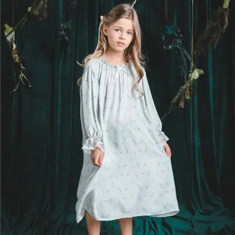 Pajamas Dress for Baby Girls Summer Children Floral Printed Soft Loose Night Dresses Princess Girl Nightgown Lady Sleepwear
