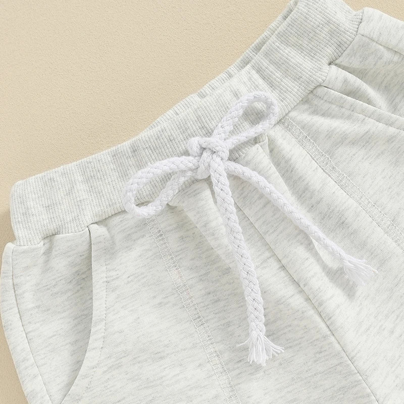 Infant Baby Boy Summer Shorts Solid Color Newborn Elastic Waist Sweat Shorts Toddler Bottoms with Drawstring