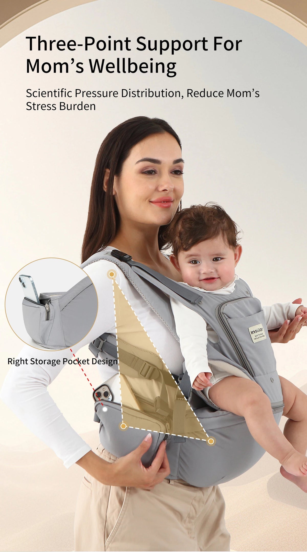 INSULAR Baby Carrier Breathable Child Waist Stool With Hip Seat Waist Stool Front Hold Portable Multi-functional 0-2Y