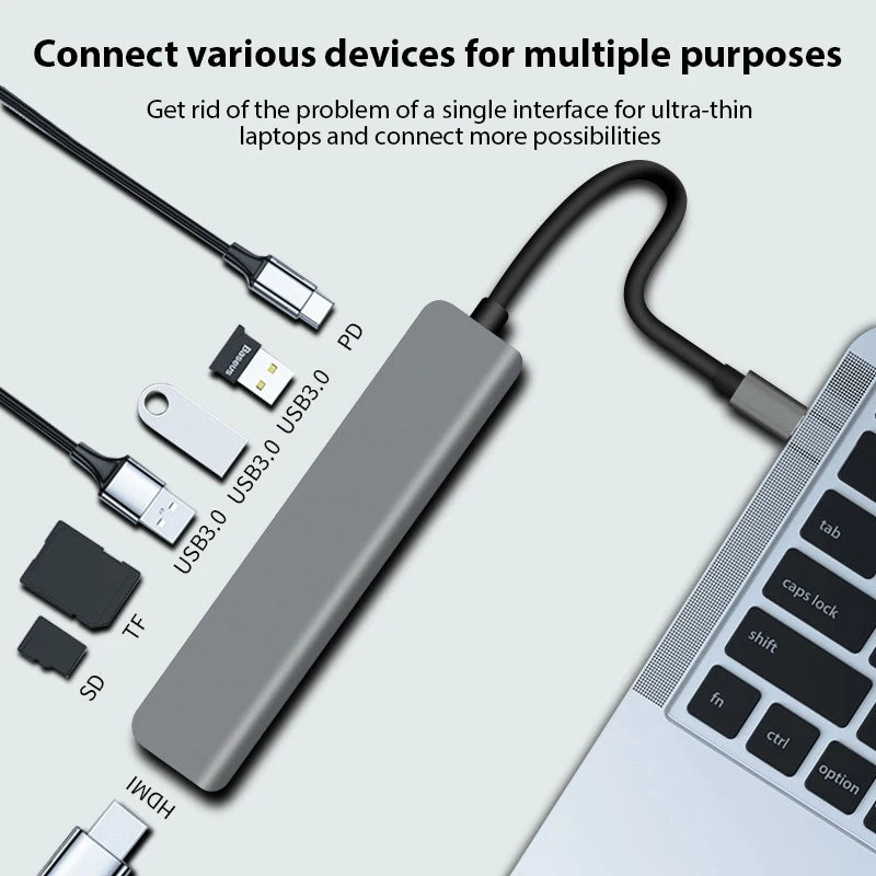 8-In-1 Type C Docking Station, Featuring a USB C Hub with RJ45 And PD Ports