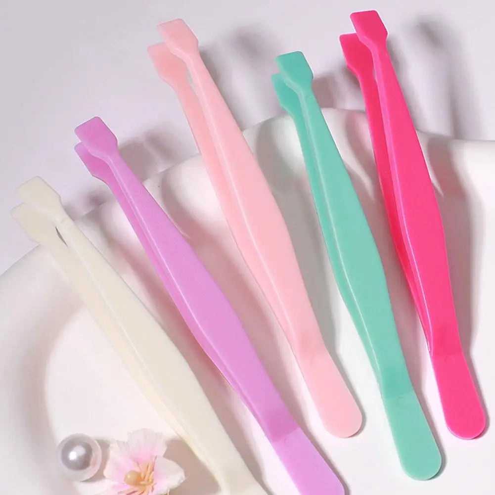 Flat Head Eyelash Tweezers for DIY Cluster Lashes, Anti-Adhesive Lash Applicator Tool, Safe Makeup Tool for Beginners
