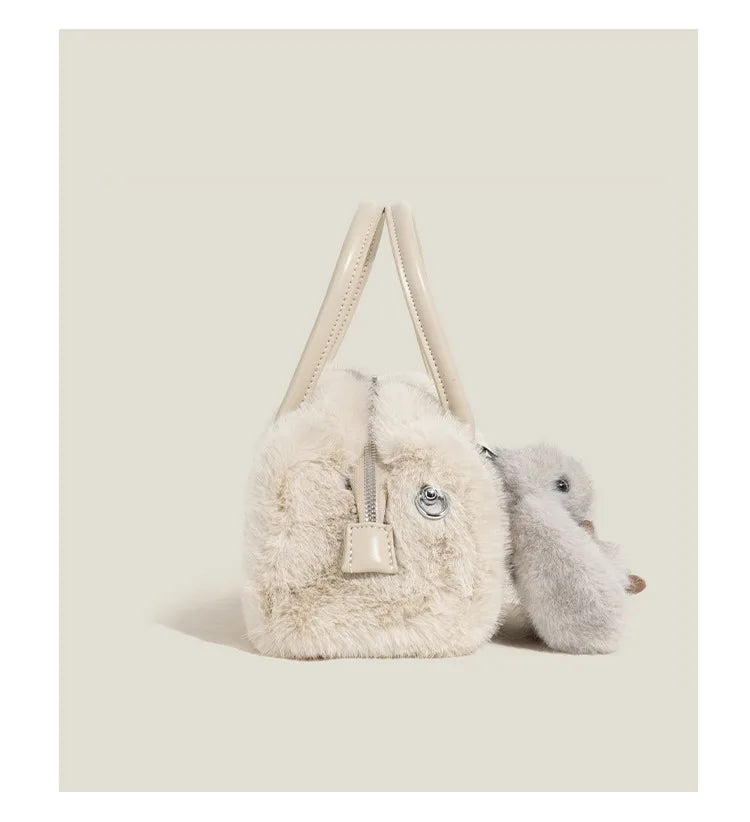 autumn and winter cute plush handbag women's 2025 new fashion versatile shoulder messenger bag