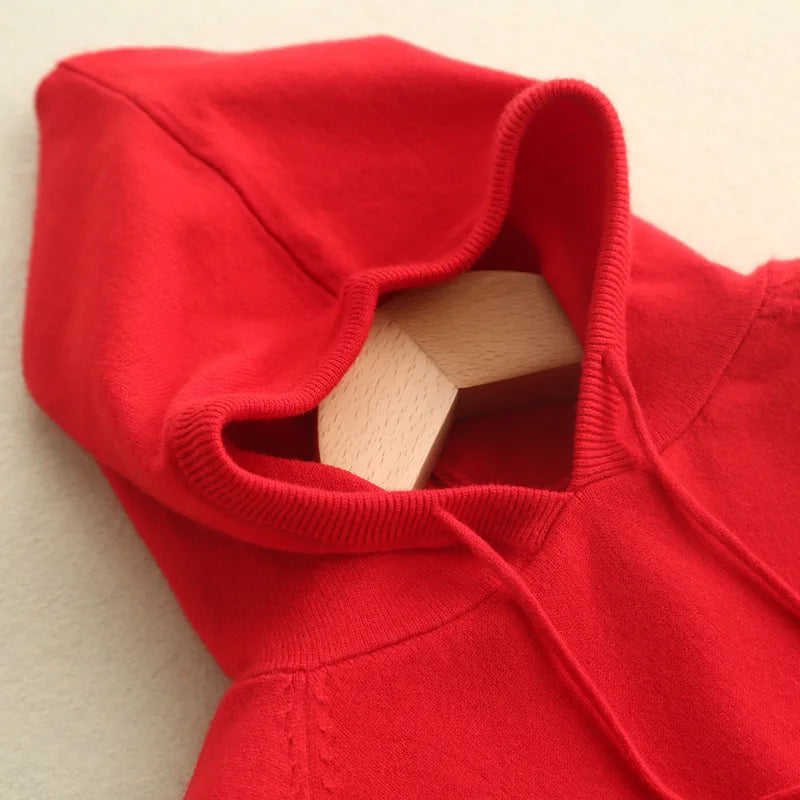 Autumn Winter Women Sweater 2025 New Solid Jumper Long Sleeve Hooded Pullovers Korean Fashion Loose Lady Casual Knitted Sweaters