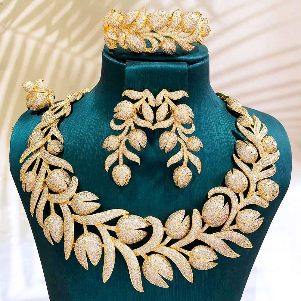 GODKI Luxury 4pcs Bold Ball African Jewelry Sets For Women Wedding Party Full Cubic Zircon Dubai Bridal Jewelry Set Gift