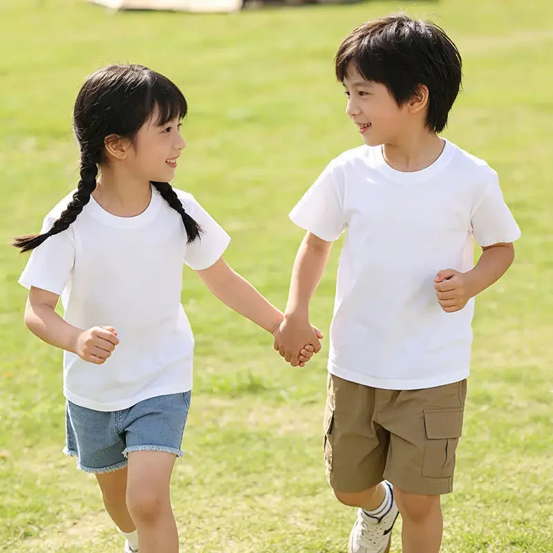 3-13 Years Boys Tshirts Cotton Short Sleeve Girls Clothes Summer Solid T-shirt Teenage Children Tees Kids Korean Top Baby Cloth