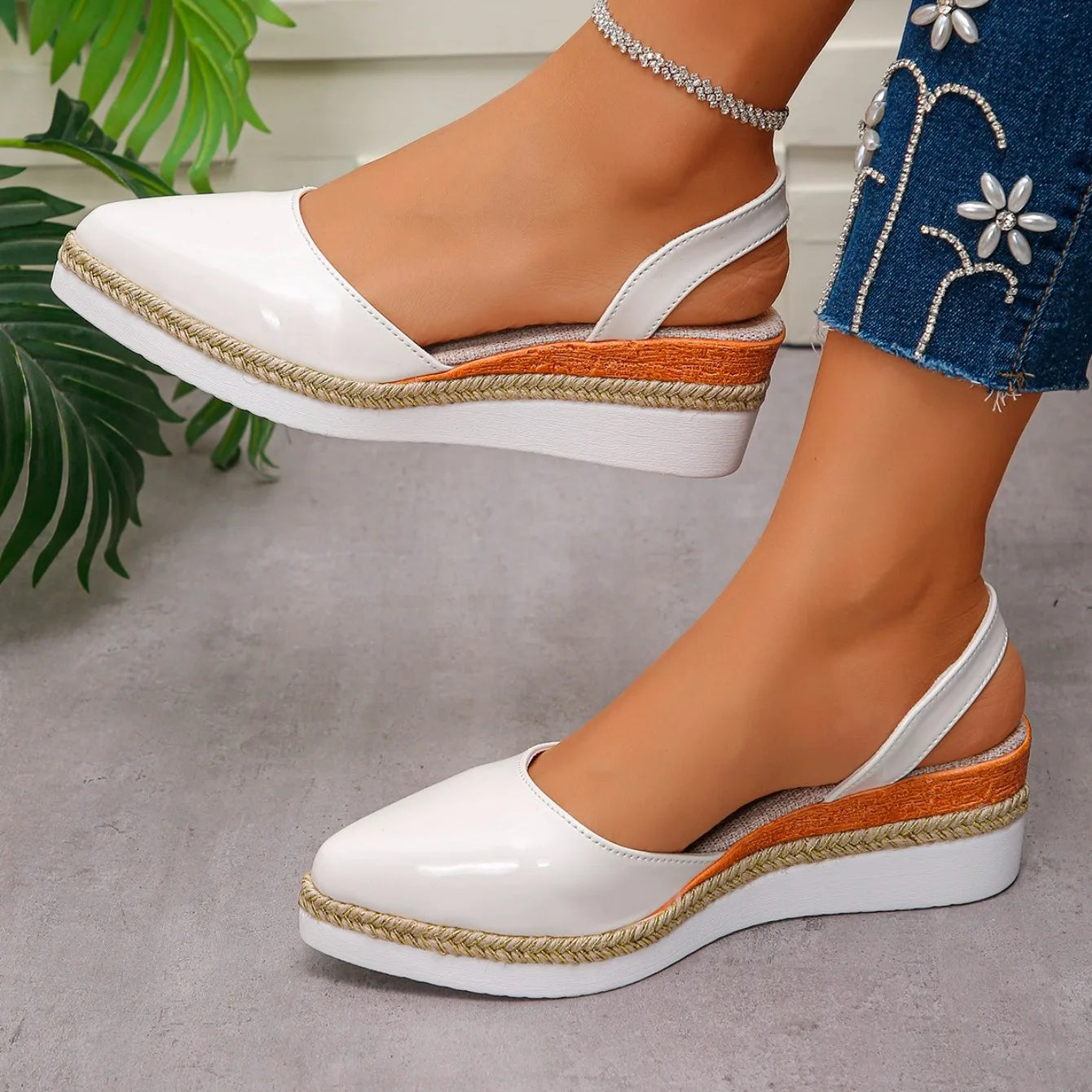 Women's Slingback Sandals 2026 Mid Heels Pointed Toe Closed Toe Sandals Wedge Breathable Casual Comfortable Shoes for Women
