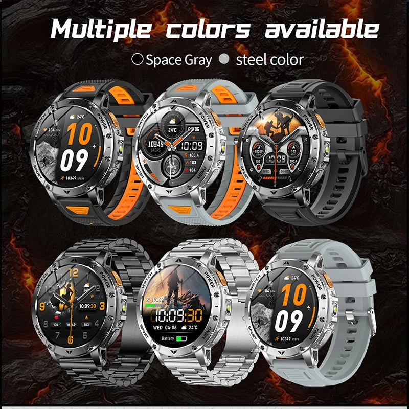 Smart Watch 1400mAh Battery 1.7'' IPS Screen 120+ Sports SOS Strobe Alarm IPX8 Waterproof LED Light BT Call Men Women Xmas Gift
