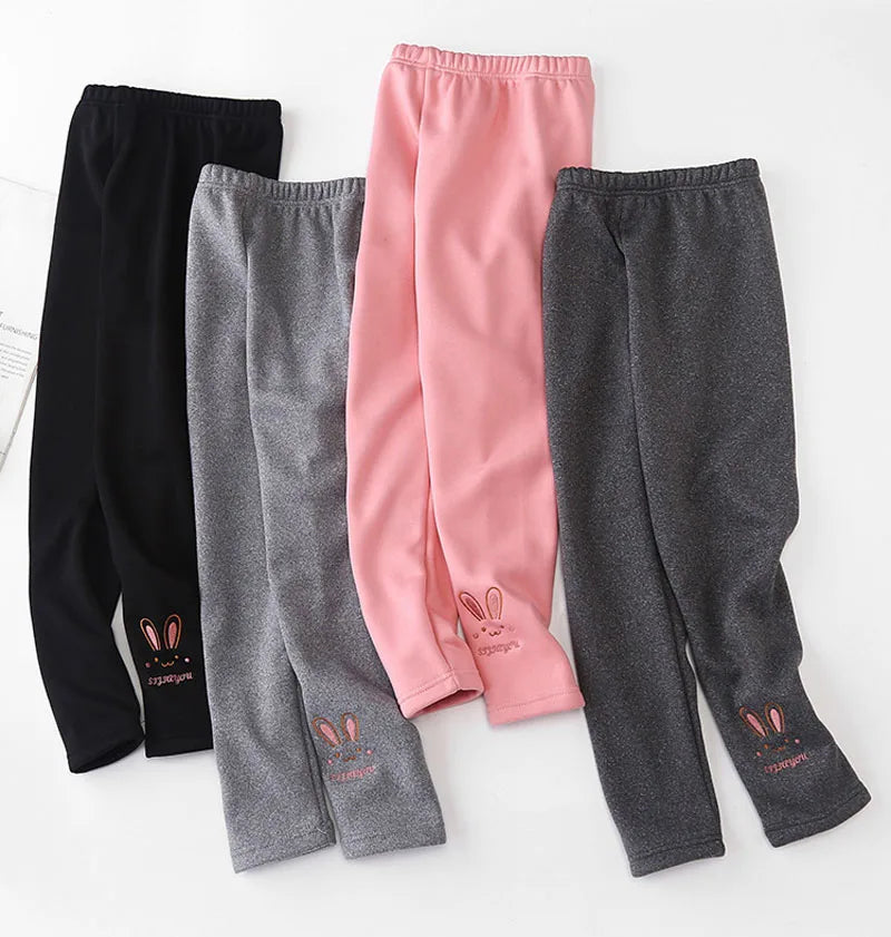 Girls Leggings Autumn Winter Thick Warm Plus Cute Fond Rabbit Children Kids Baby Bottom Part Pants