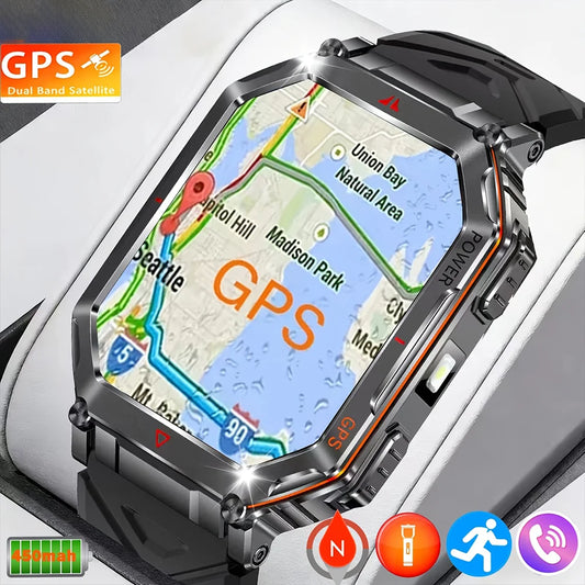 2026 New Men GPS Sports Smart Watch 2.01'' AMOLED Compass Heart Rate 400mAh Battery Bluetooth Call 10ATM Waterproof Smartwatch