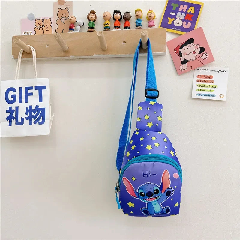 Cartoon Disney Stitch Chest Pack for Children Anime Mermaid Minnie Mouse Frozen Crossbody Bags Mini Casual Shoulder Bags