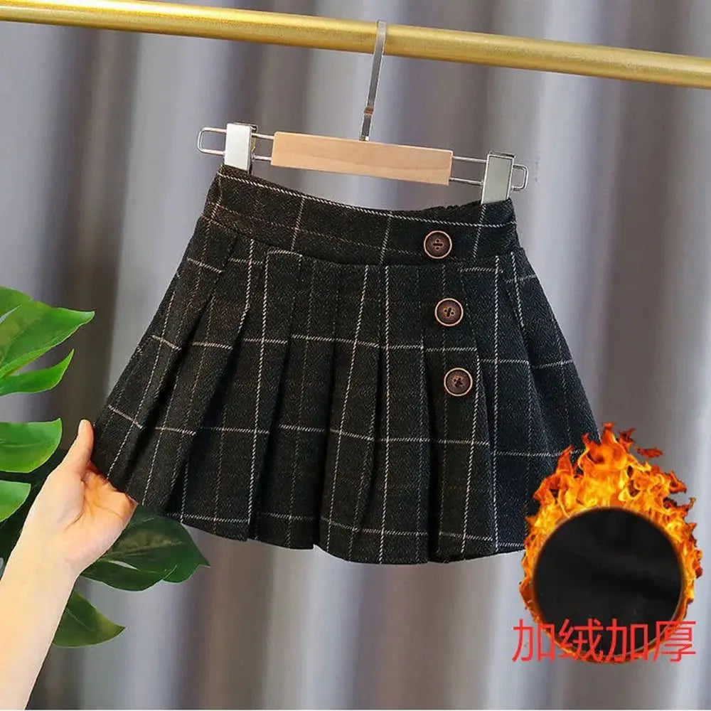 Autumn Kids A Line Skirt for Girls Button Novelty Skirts Toddler Teens Children Velvet Winter Clothes Girl