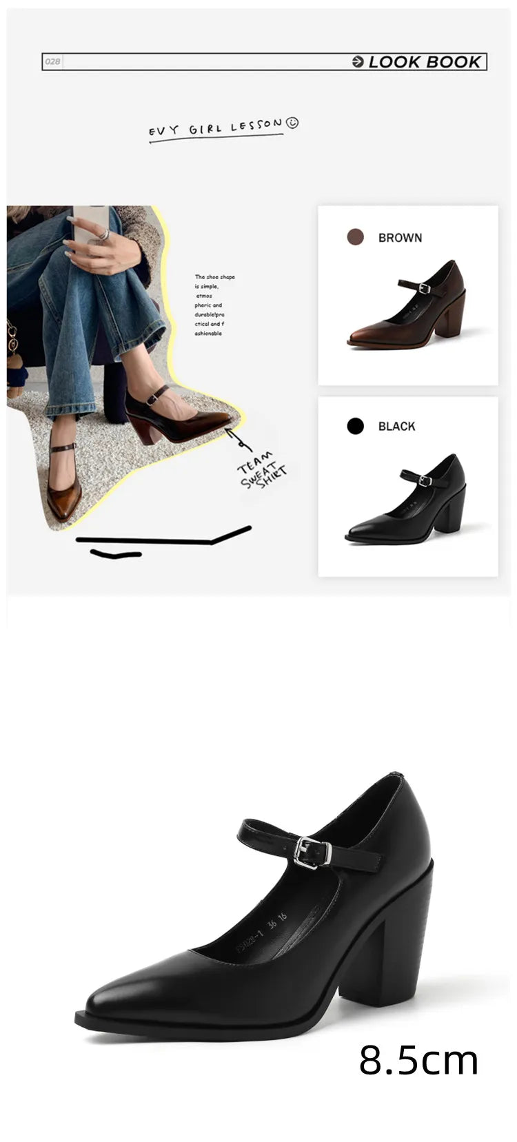MKKHOU Fashion Pumps New High Quality Genuine Leather Pointed High Heels Mary Jane Shoes Women's Heels Leather Shoes Women Shoes