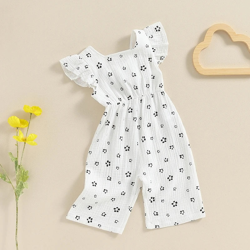 Mameluco de verano para niña, mono informal con estampado Floral y volantes, pantalones para recién nacido, ropa linda