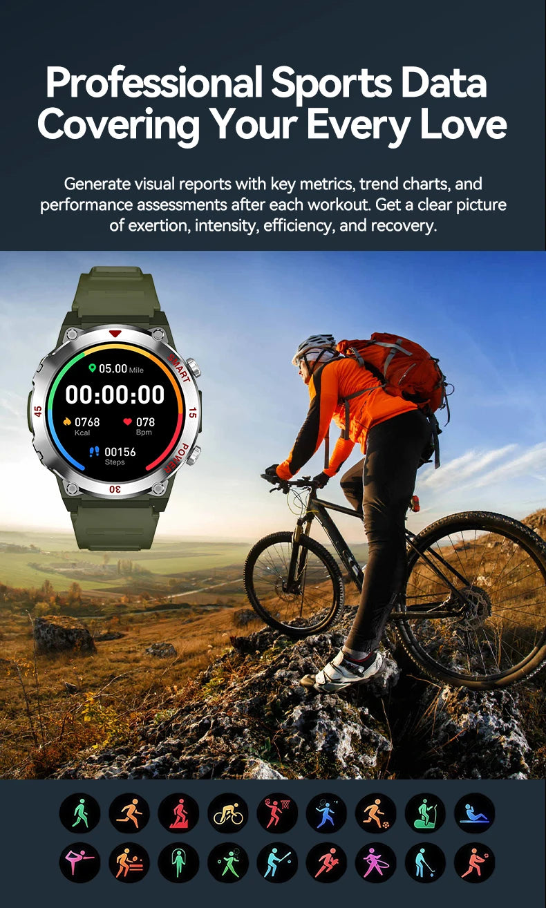 Smart Watch Men Women 1.52" Always-On Display Step Counter Magnetic Charging Bluetooth Call Fitness Tracker Multisport Modes